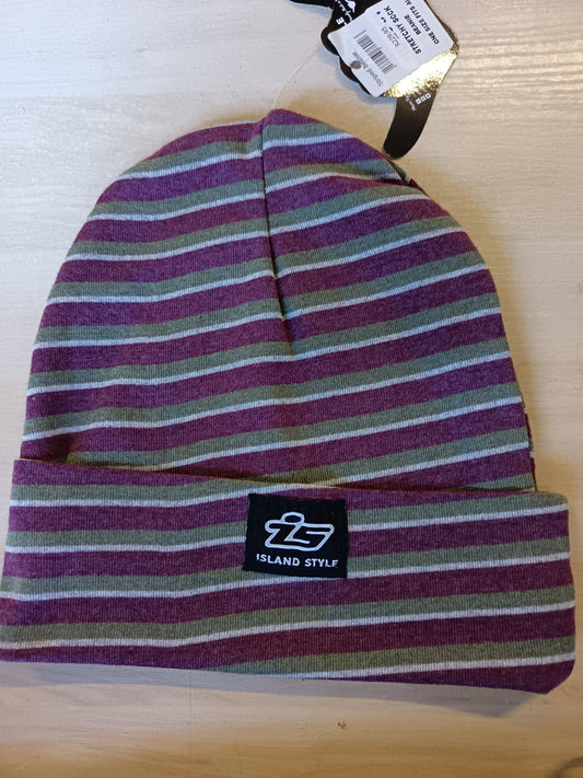 Island Style Striped Beanie Purple