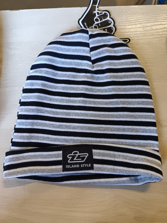Island Style Striped Beanie Black